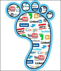 comical foot with social media logos