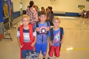 Students dressed in red white and blue