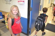 Students dressed in red white and blue