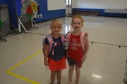 Students dressed in red white and blue