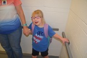 Students dressed in red white and blue