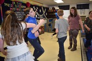 6th grade class square dancing