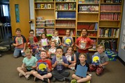 Students with donated books