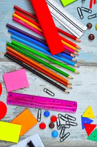 Colorful school supplies